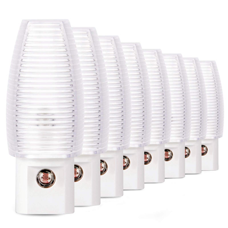 Emotionlite 8 Pack Plug in Night Light, Warm White LED Nightlight, Dusk to Dawn Sensor, Kids, Nursery, Bedroom, Bathroom,Hallway, Stairs, Kitchen - Image 1